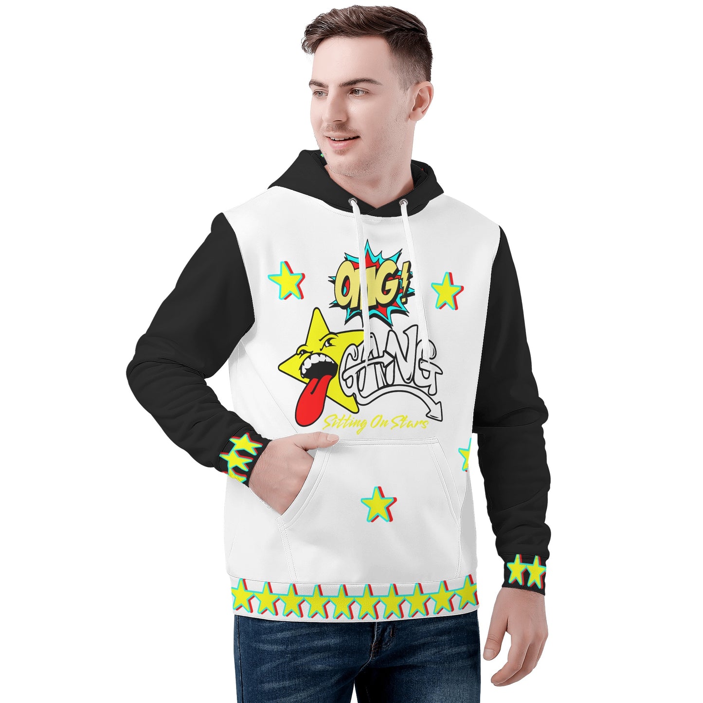 Star Gang Mens White/Black Hoodie