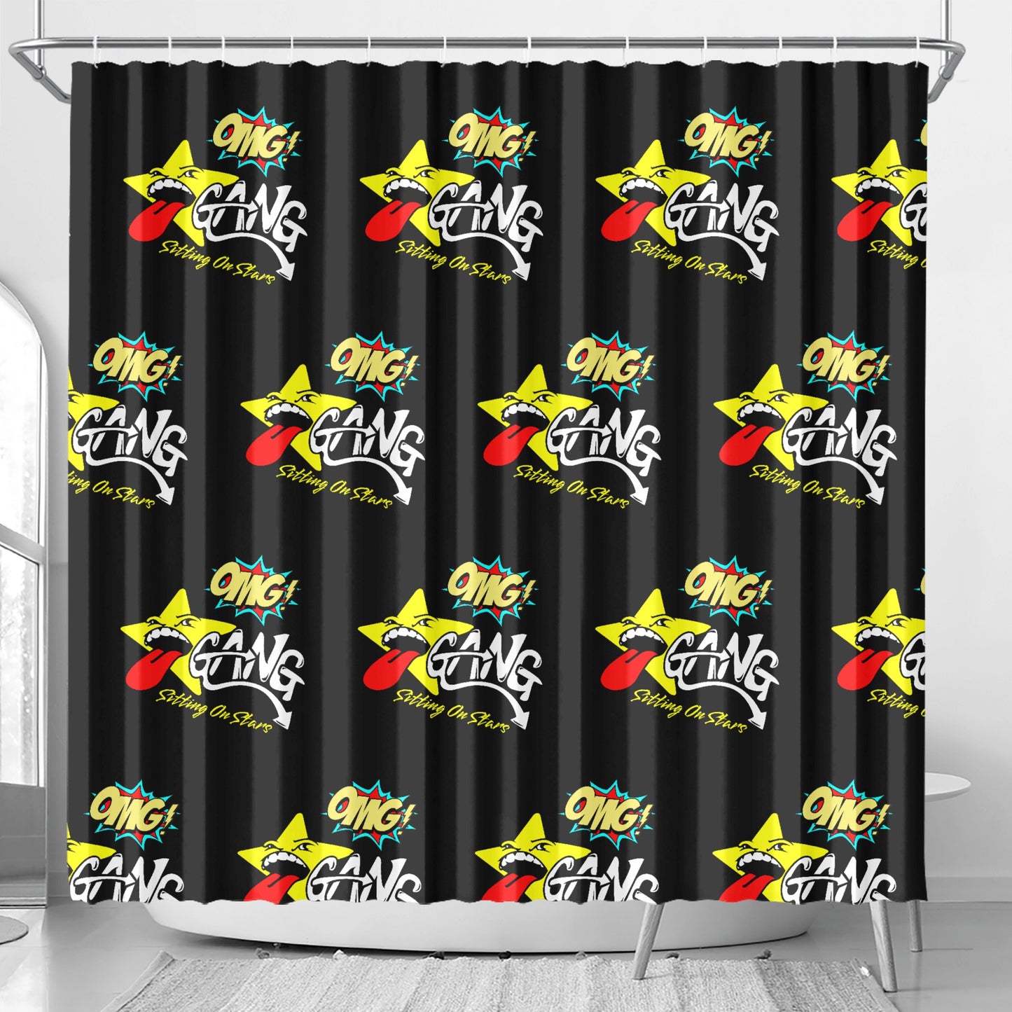 Star Gang Black Shower Curtain