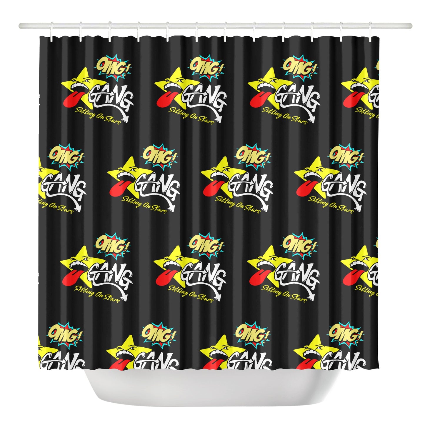 Star Gang Black Shower Curtain