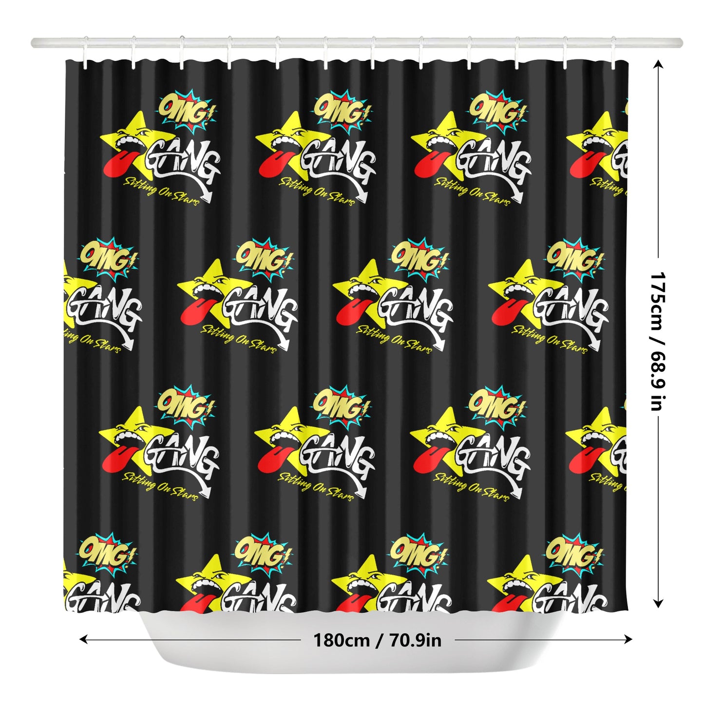 Star Gang Black Shower Curtain