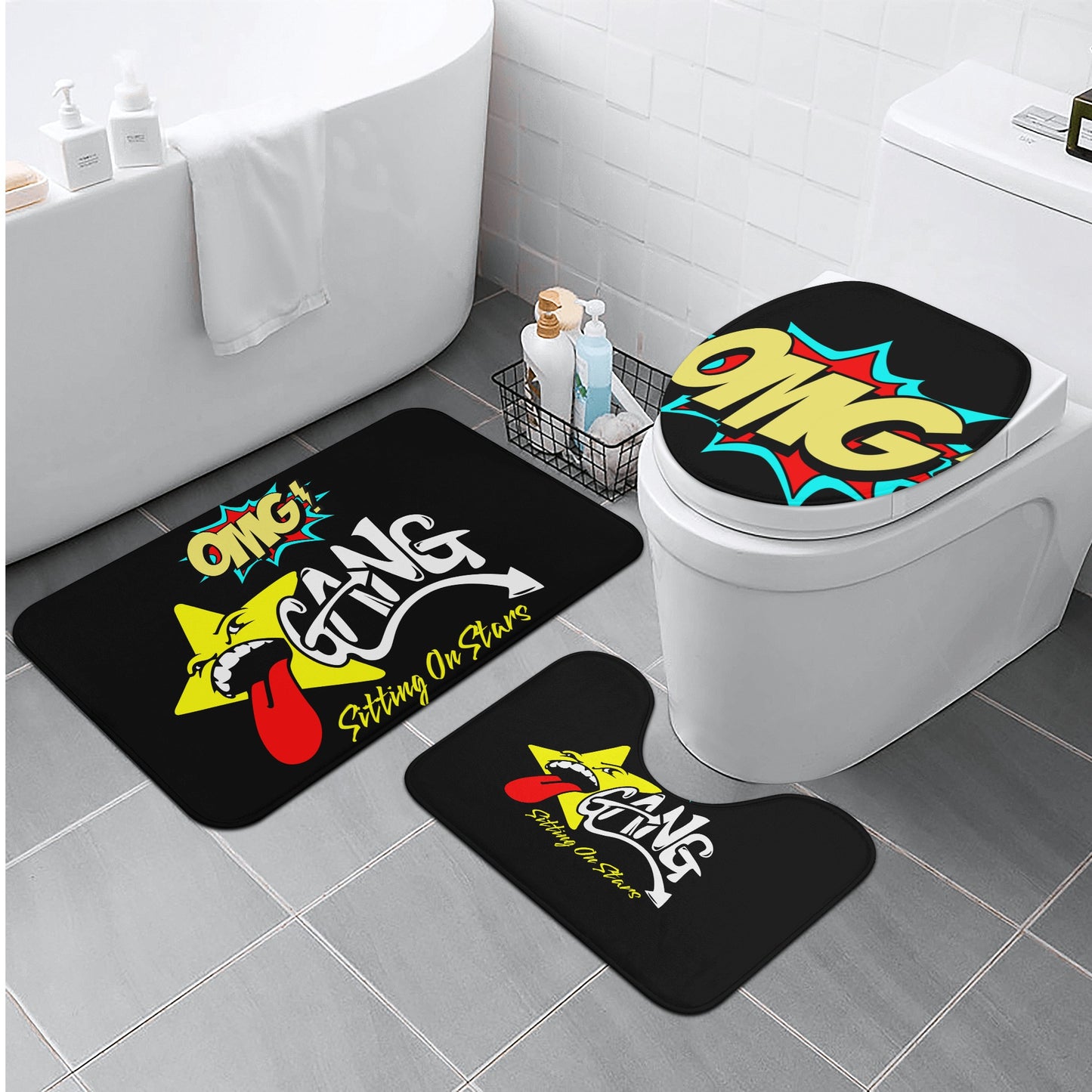 Star Gang Black Bath Room Toilet Set