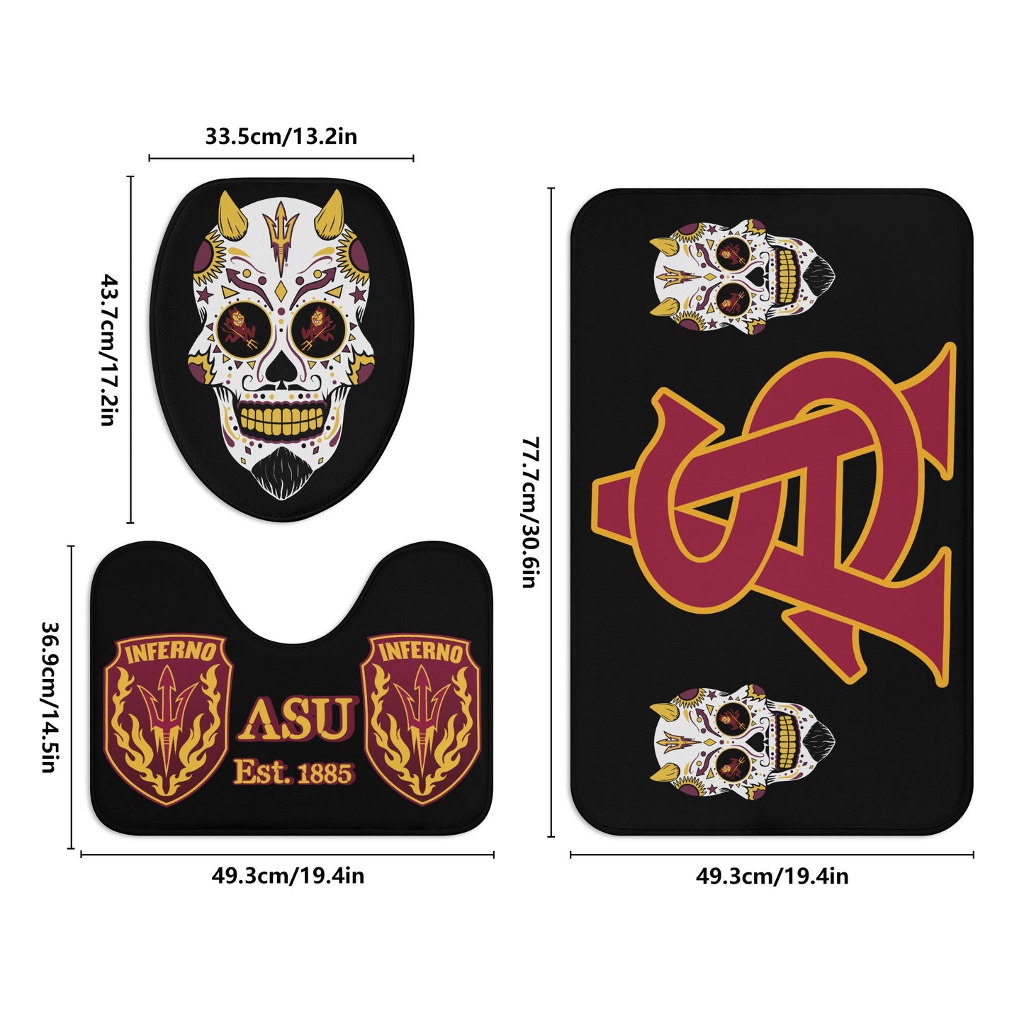 Sun Devil Dia De Los Muertos Edition Bath Room Toilet Set