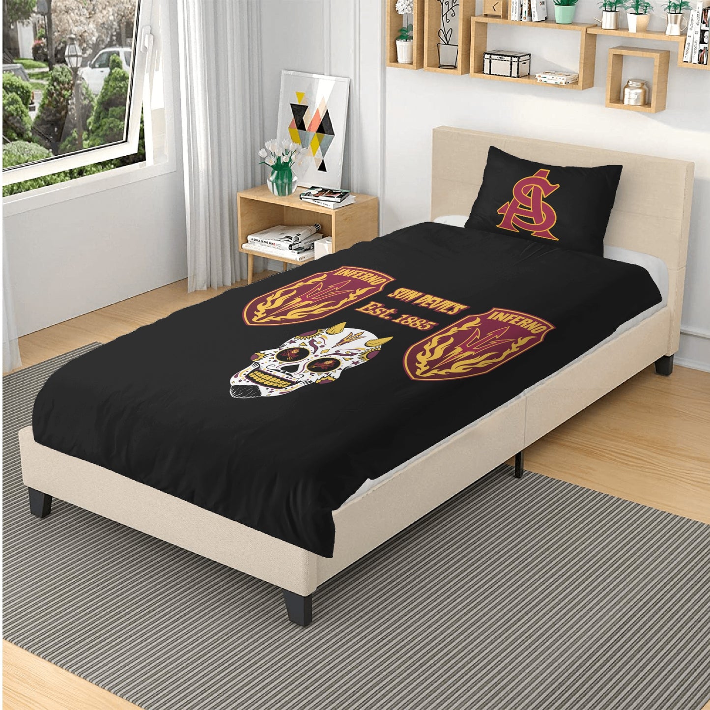 Sun Devil Dia De Los Muertos  Edition 3 Pcs Beddings