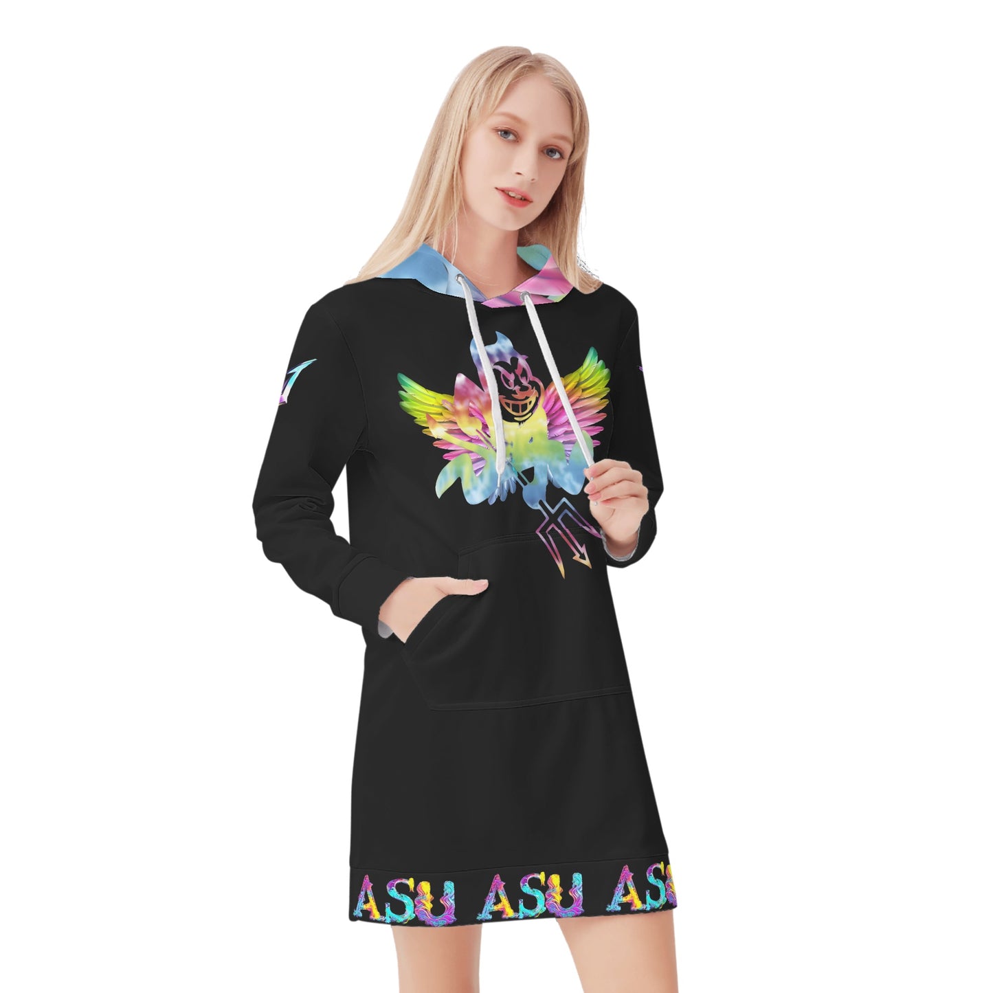 Sun Devil S.O.S Tie-Die Edition Womens Black Hoodie Dress