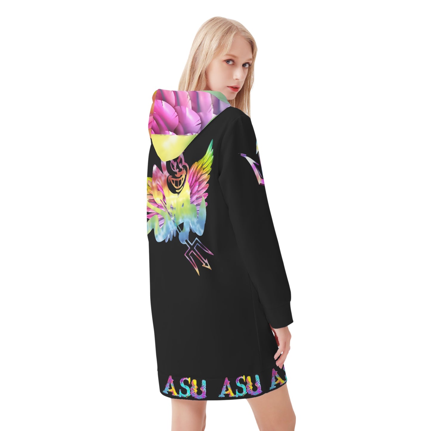 Sun Devil S.O.S Tie-Die Edition Womens Black Hoodie Dress