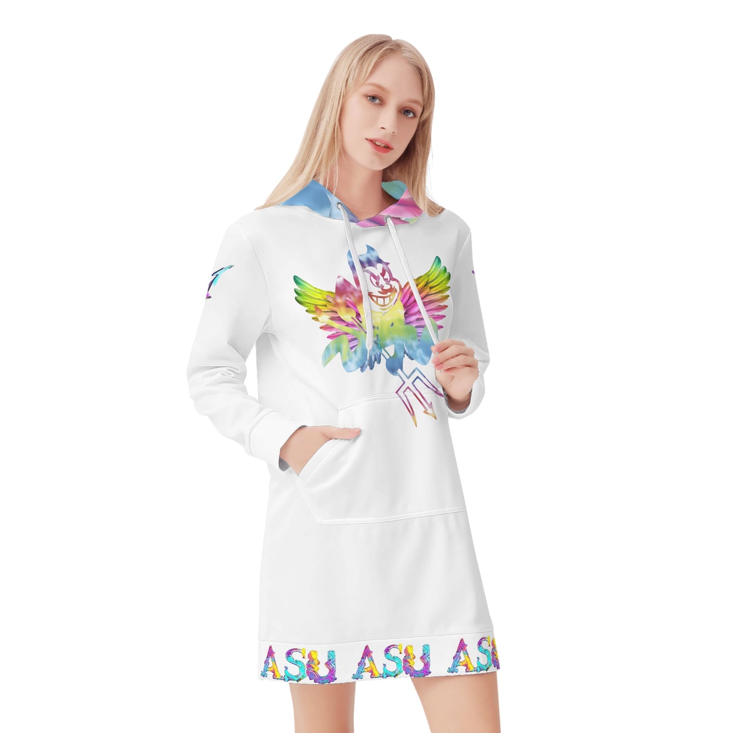 Sun Devil S.O.S Tie-Die Edition Womens White Hoodie Dress