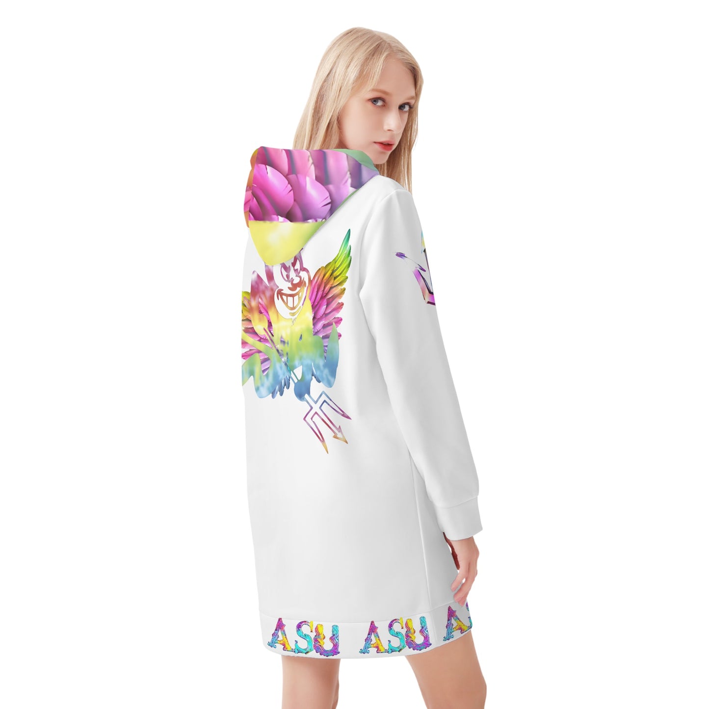 Sun Devil S.O.S Tie-Die Edition Womens White Hoodie Dress