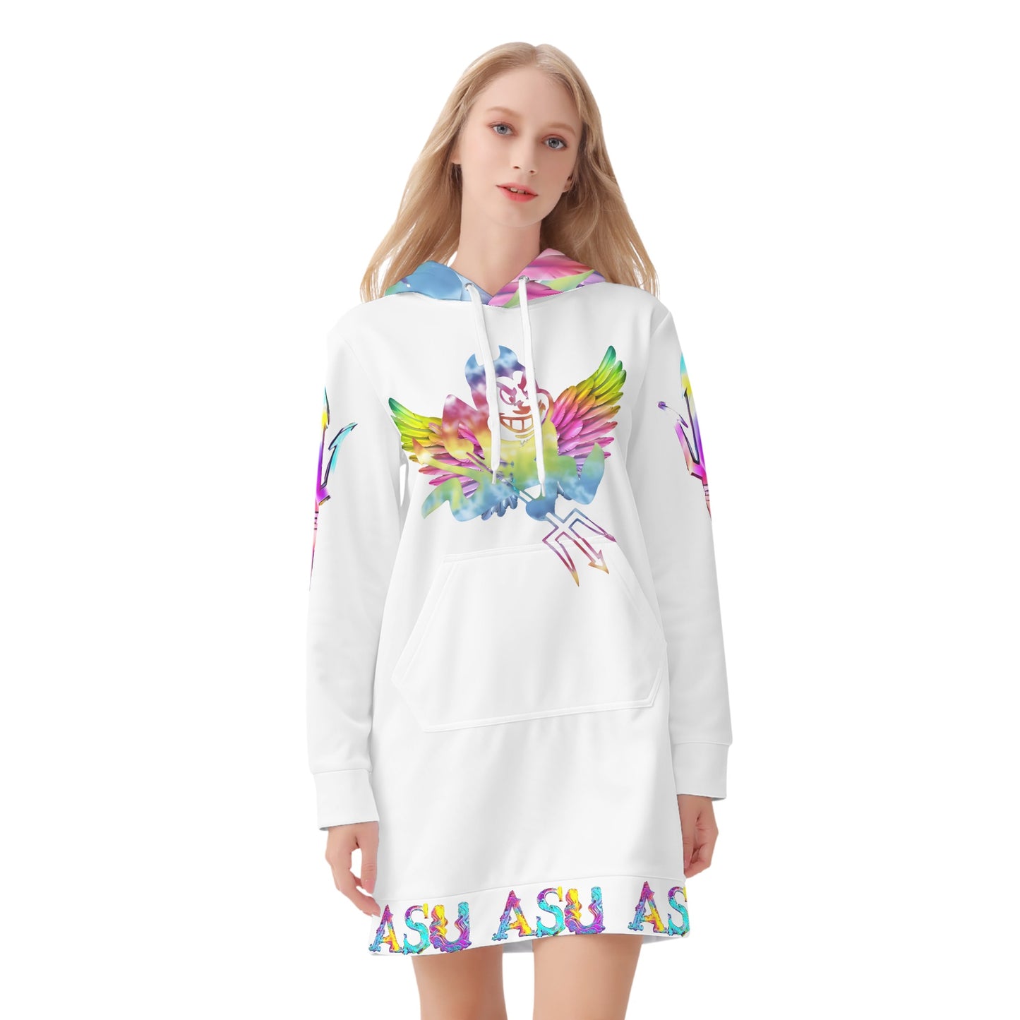 Sun Devil S.O.S Tie-Die Edition Womens White Hoodie Dress