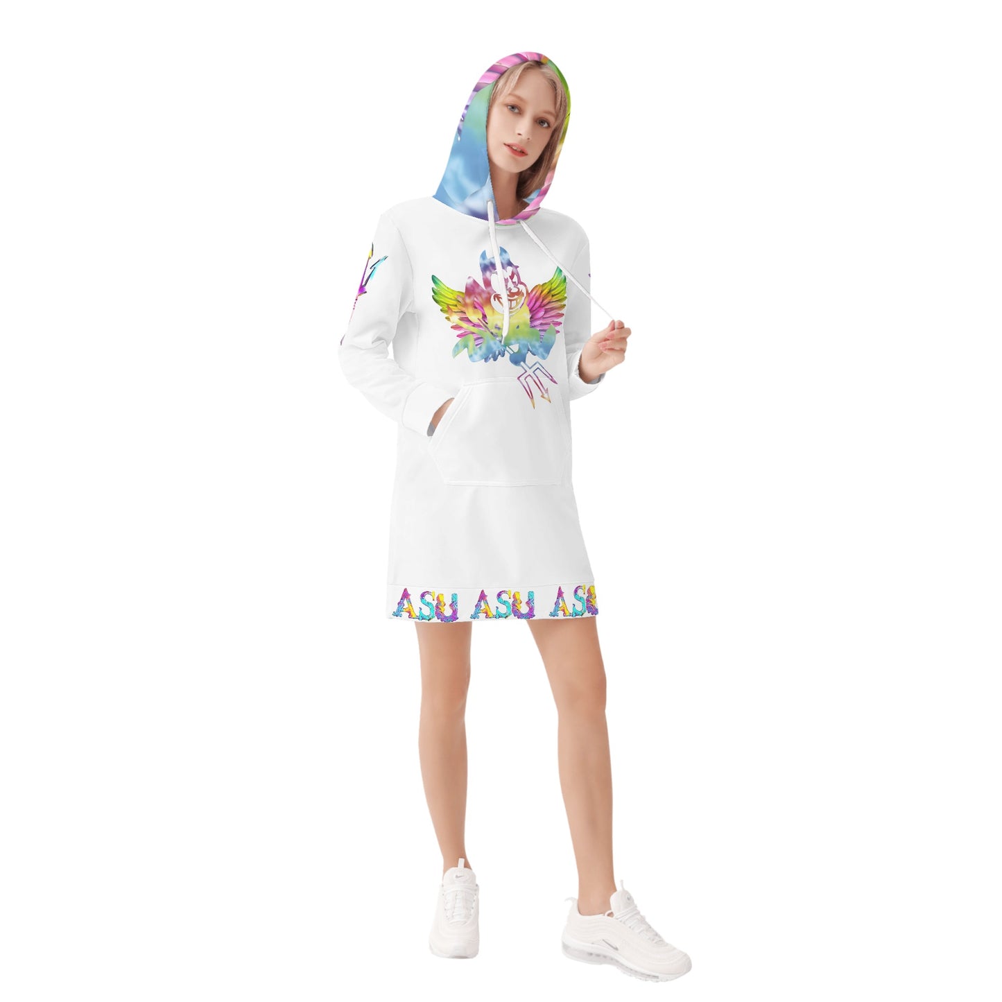 Sun Devil S.O.S Tie-Die Edition Womens White Hoodie Dress