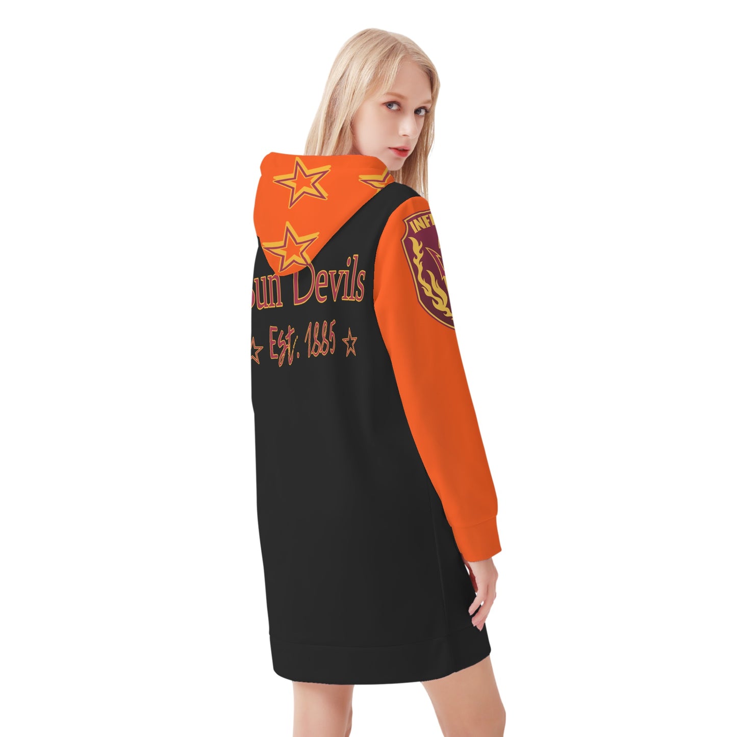 Sun Devil S.O.S Inferno Edition Womens DarkOrange/Black Hoodie Dress