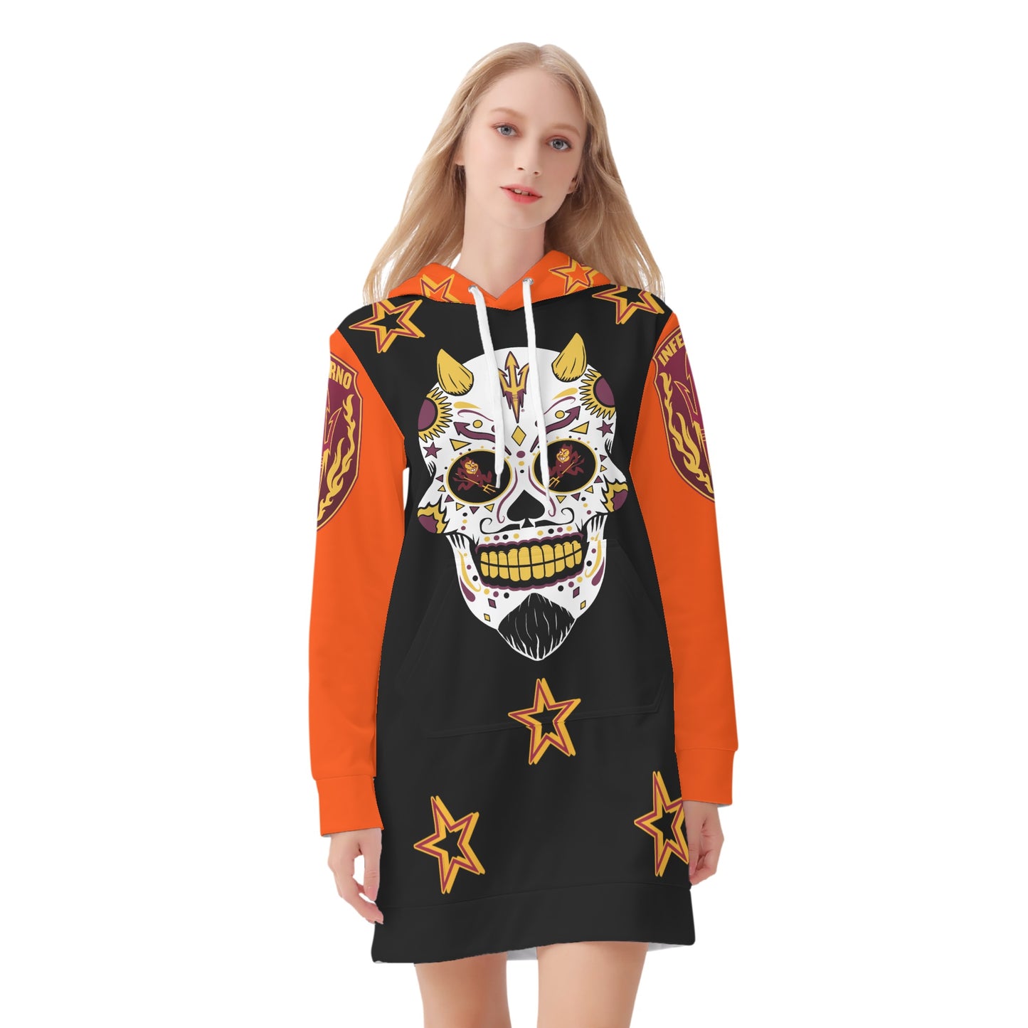 Sun Devil S.O.S Inferno Edition Womens DarkOrange/Black Hoodie Dress