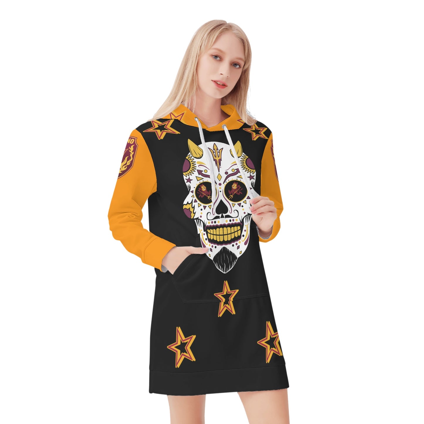 Sun Devil S.O.S Inferno Edition Womens Orange/Black Hoodie Dress