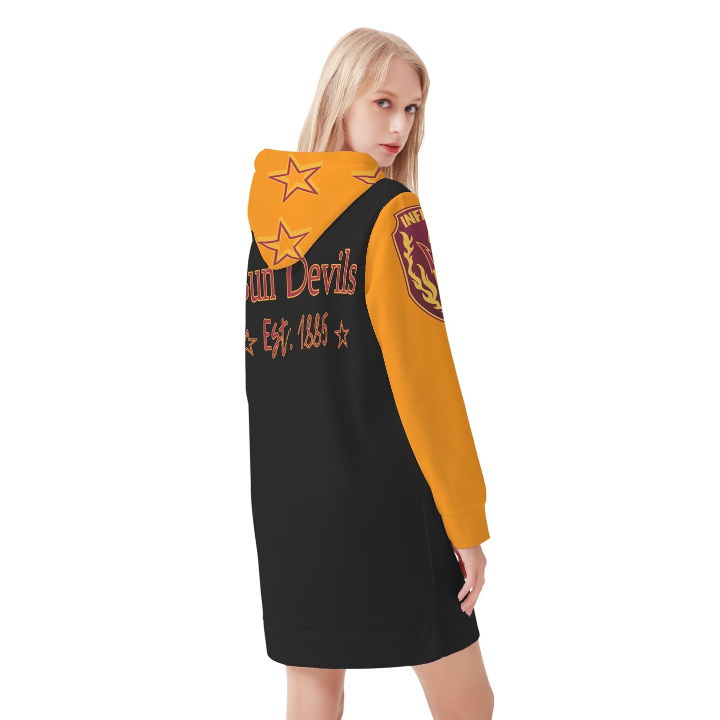 Sun Devil S.O.S Inferno Edition Womens Orange/Black Hoodie Dress