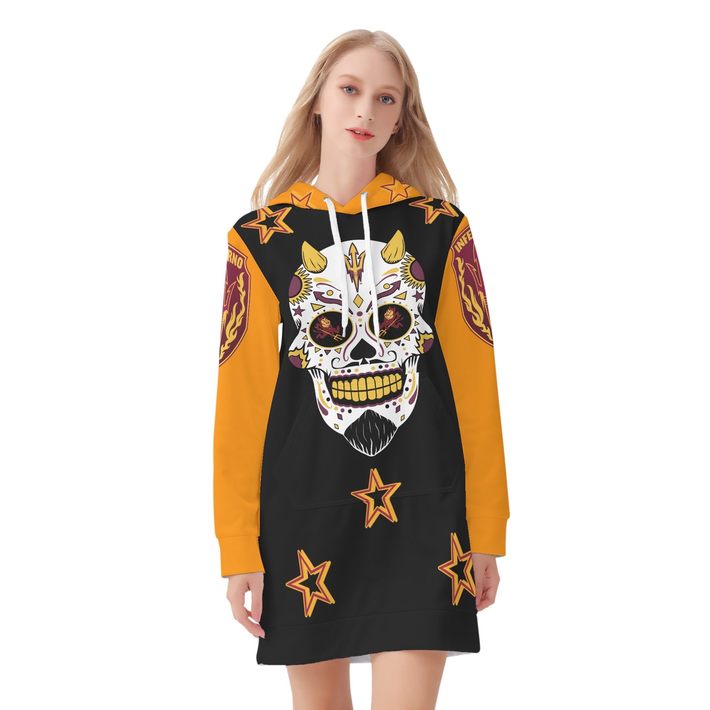 Sun Devil S.O.S Inferno Edition Womens Orange/Black Hoodie Dress