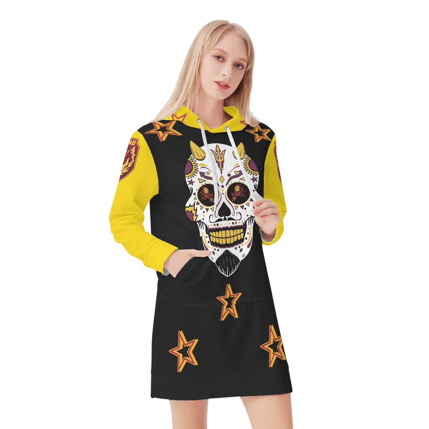 Sun Devil S.O.S Inferno Edition Womens Gold/Black Hoodie Dress