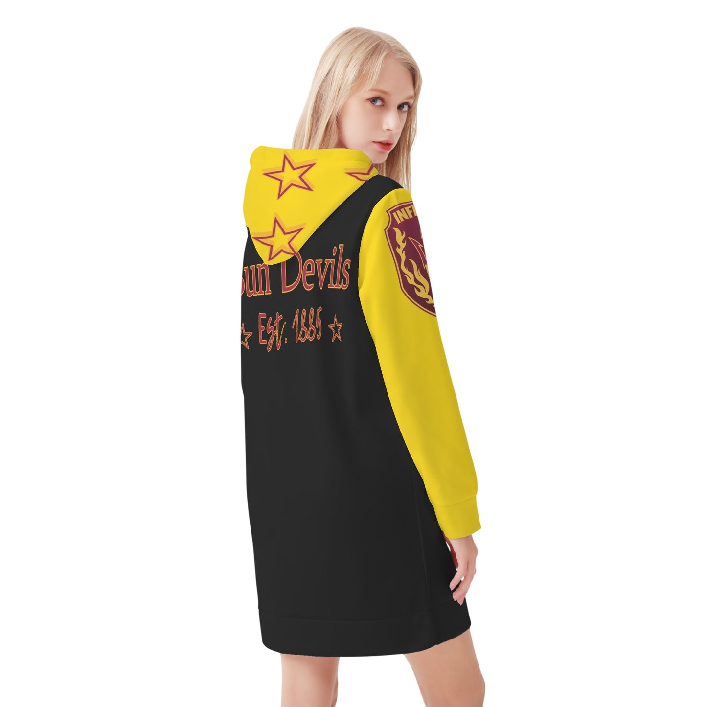 Sun Devil S.O.S Inferno Edition Womens Gold/Black Hoodie Dress