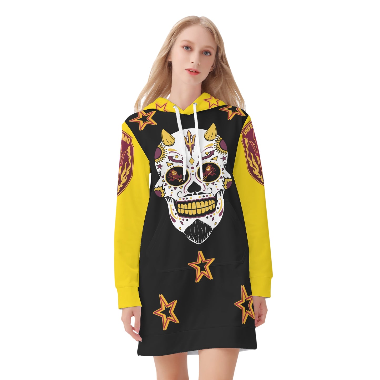 Sun Devil S.O.S Inferno Edition Womens Gold/Black Hoodie Dress