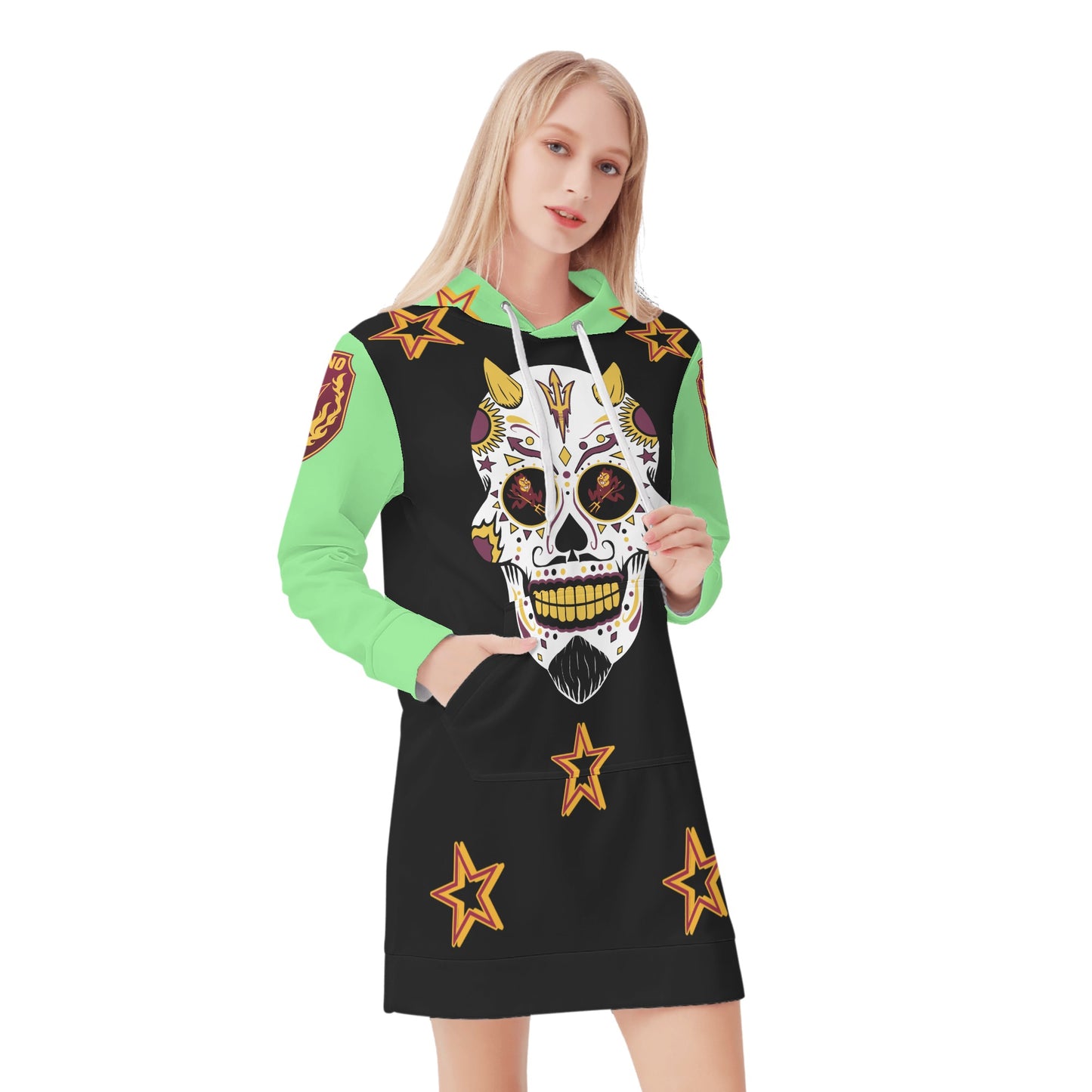 Sun Devil S.O.S Inferno Edition Womens MintGreen/Black Hoodie Dress