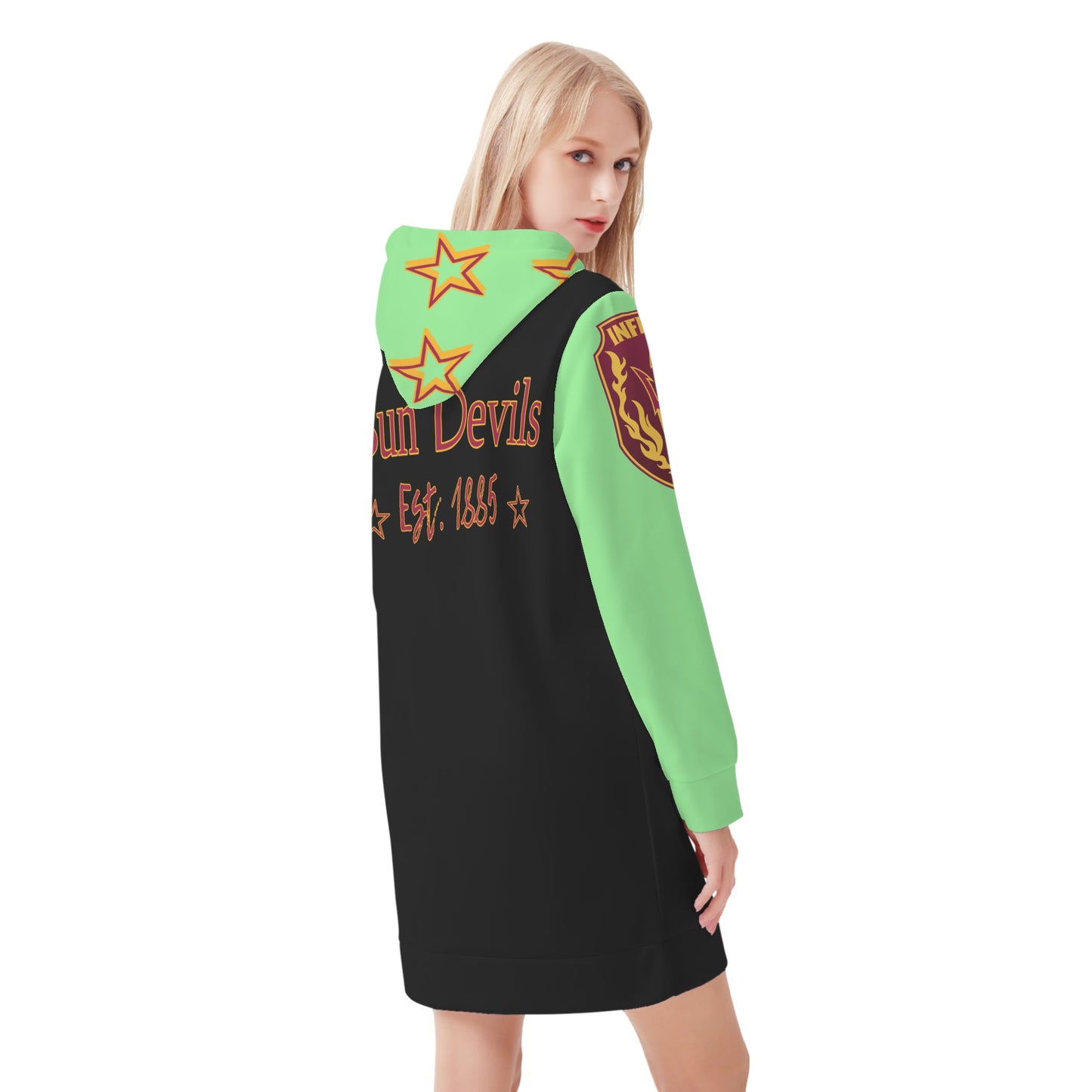 Sun Devil S.O.S Inferno Edition Womens MintGreen/Black Hoodie Dress