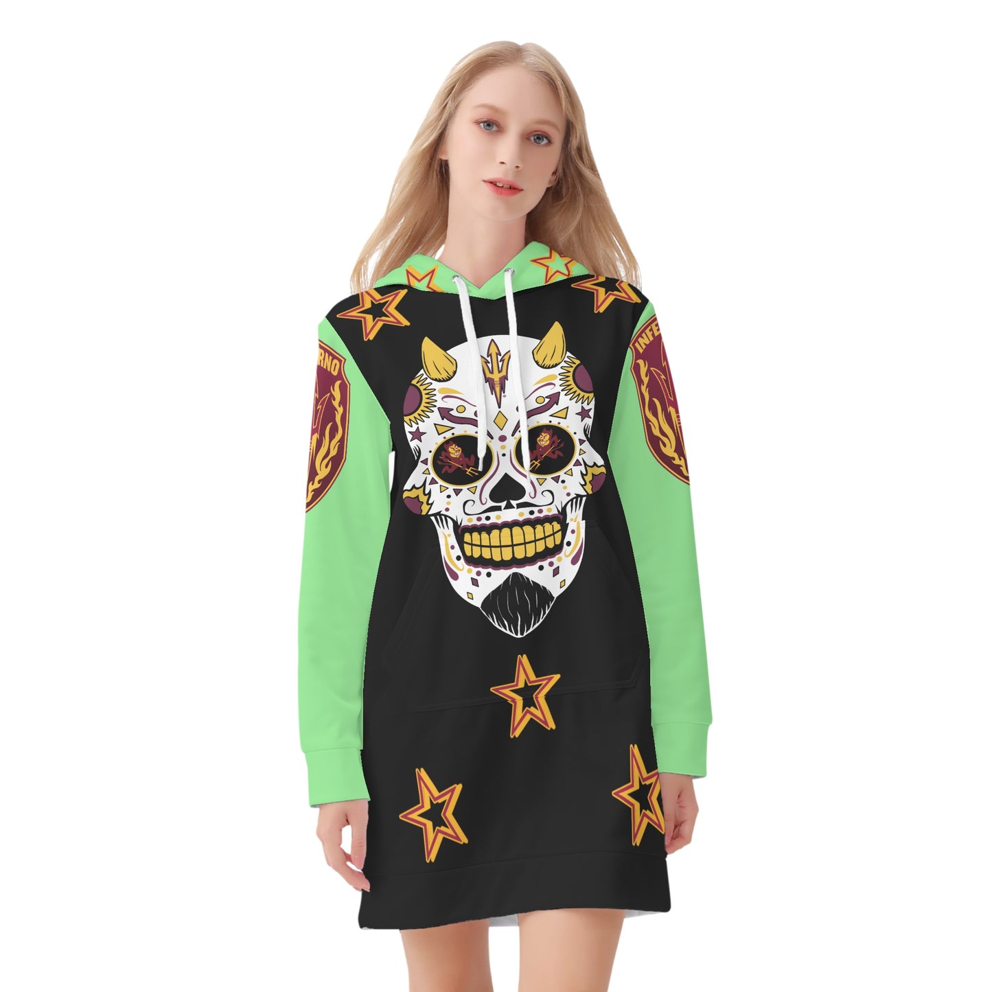 Sun Devil S.O.S Inferno Edition Womens MintGreen/Black Hoodie Dress