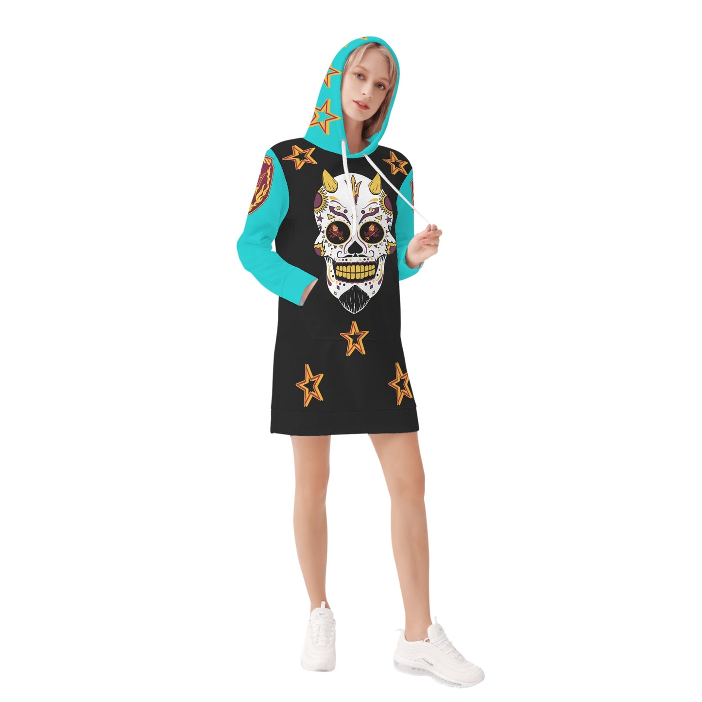 Sun Devil S.O.S Inferno Edition Womens Turquoise/Black Hoodie Dress