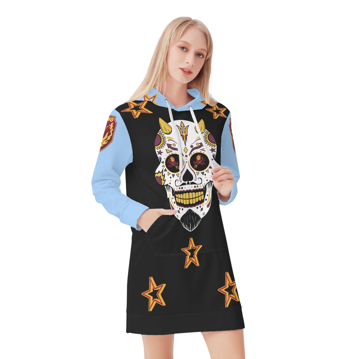 Sun Devil S.O.S Inferno Edition Womens SkyBlue/Black Hoodie Dress