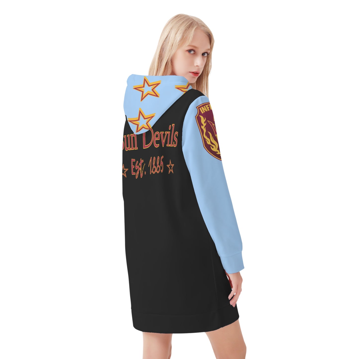 Sun Devil S.O.S Inferno Edition Womens SkyBlue/Black Hoodie Dress