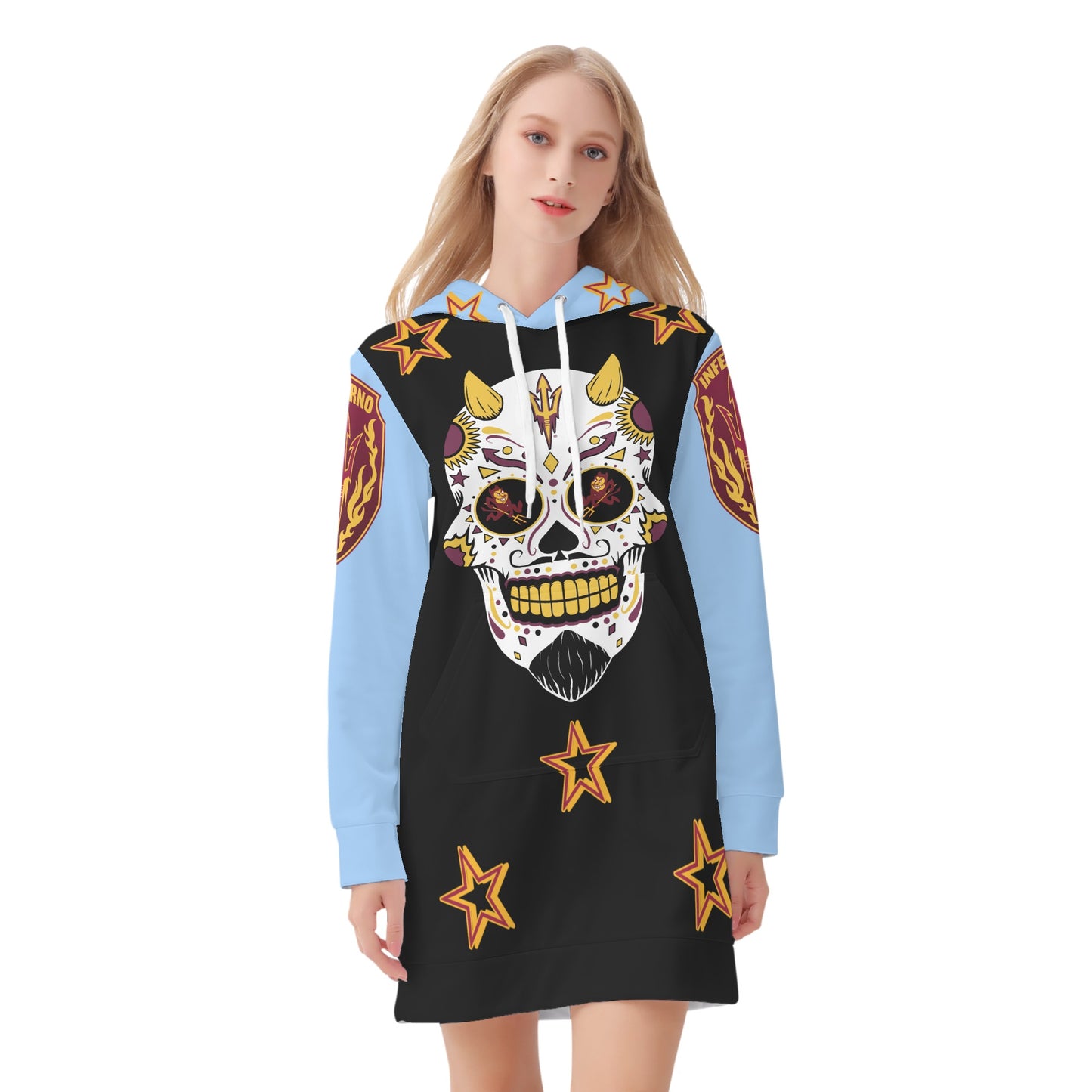 Sun Devil S.O.S Inferno Edition Womens SkyBlue/Black Hoodie Dress