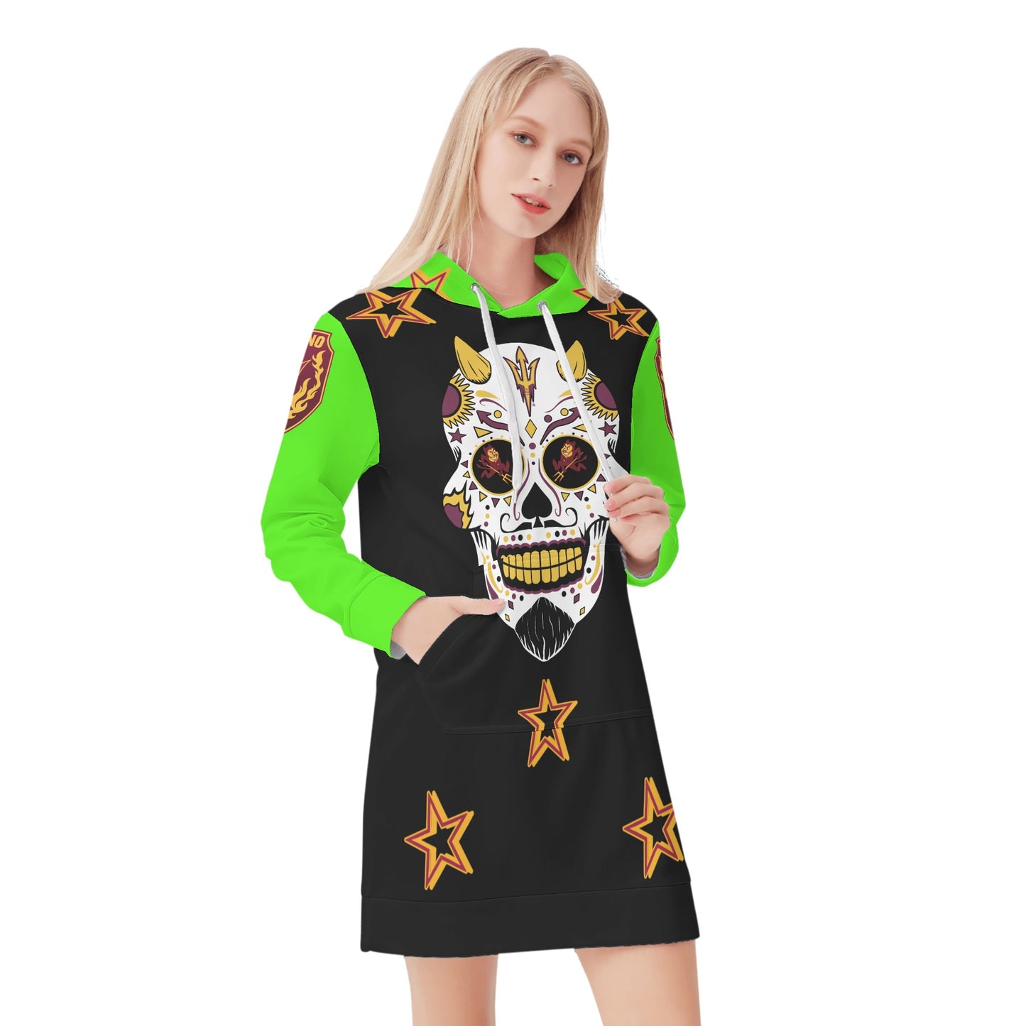 Sun Devil S.O.S Inferno Edition Womens GooGreen/Black Hoodie Dress