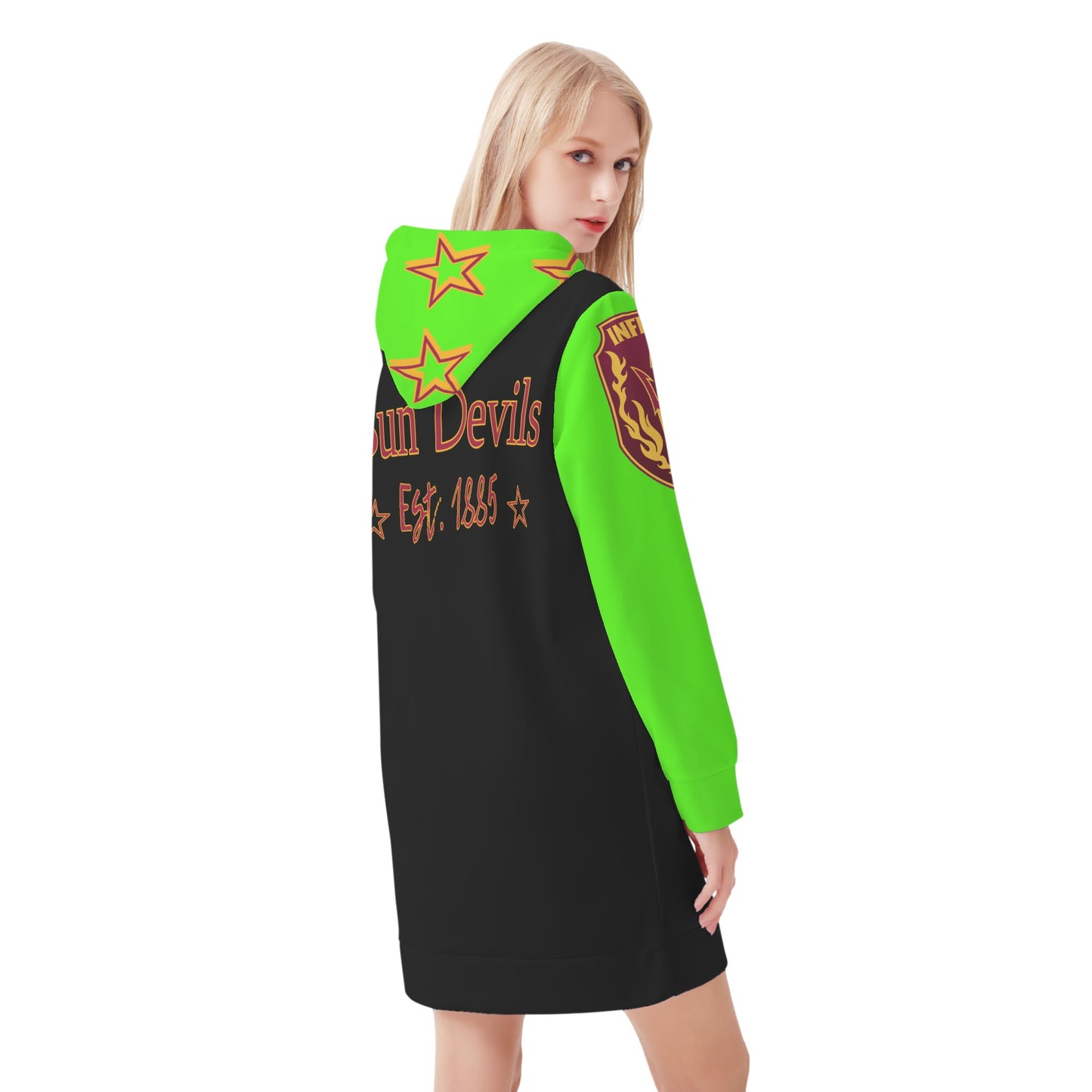 Sun Devil S.O.S Inferno Edition Womens GooGreen/Black Hoodie Dress