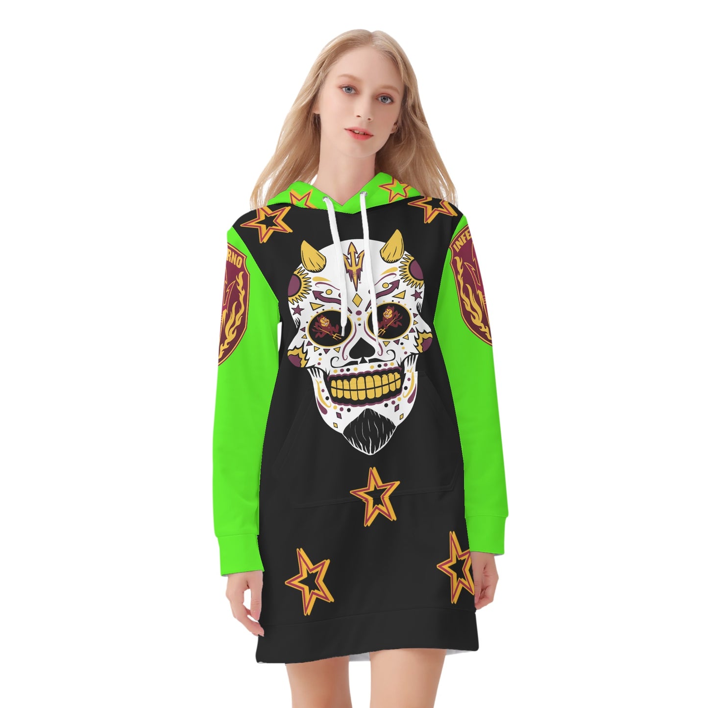 Sun Devil S.O.S Inferno Edition Womens GooGreen/Black Hoodie Dress