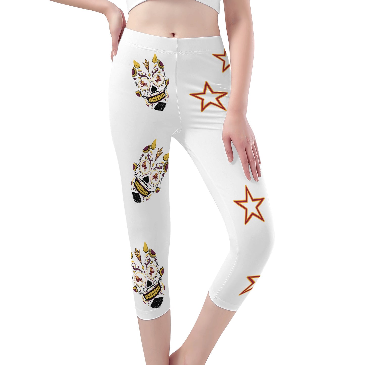 Sun Devil S.O.S Edition Womens Workout  White Yoga Leggings