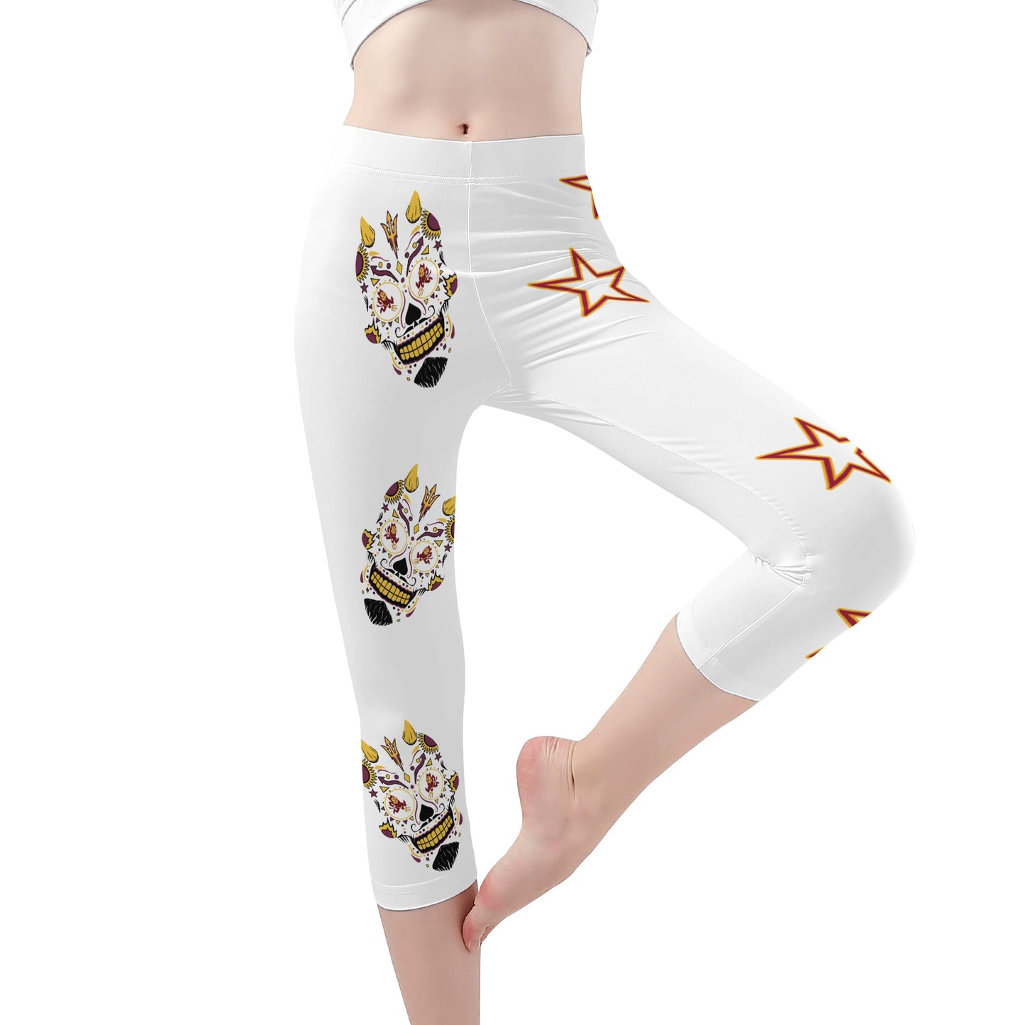 Sun Devil S.O.S Edition Womens Workout  White Yoga Leggings