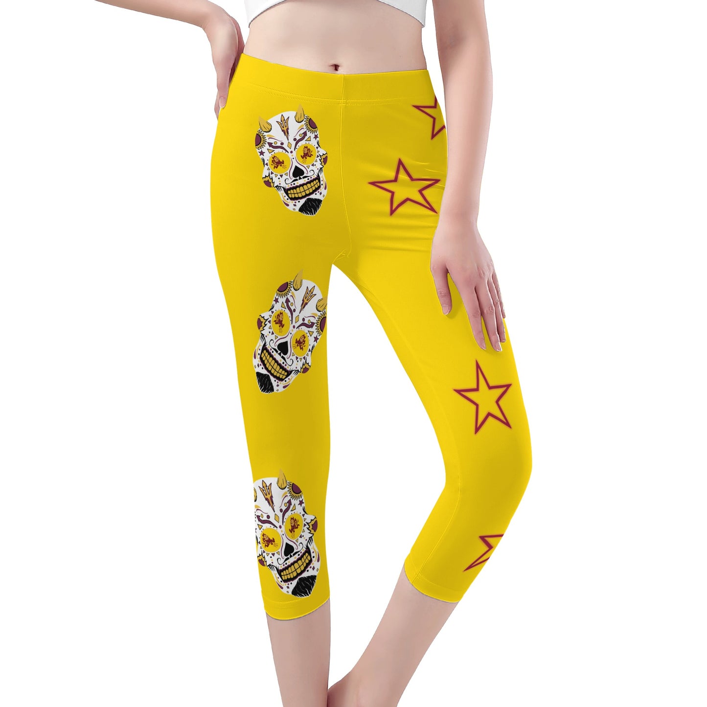 Sun Devil S.O.S Stars Edition Womens Workout  Gold Yoga Leggings