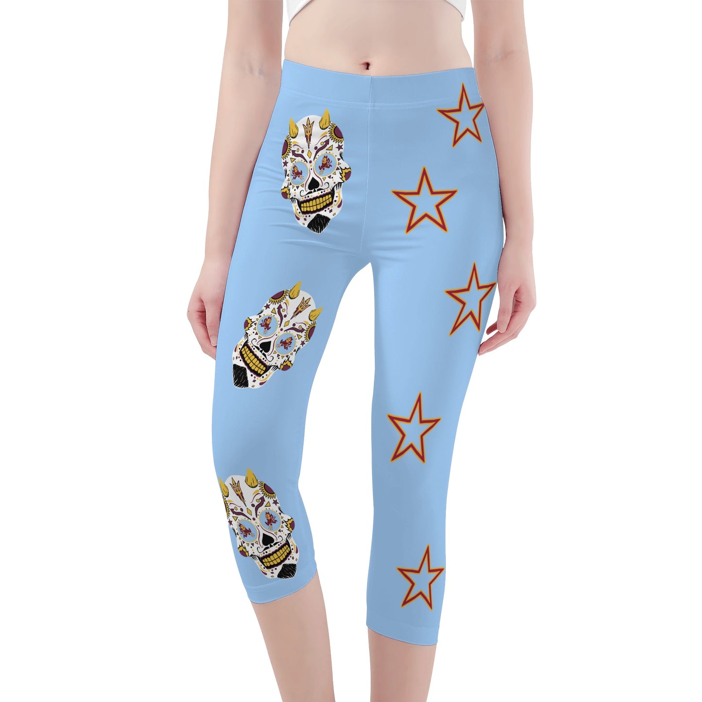 Sun Devil Dia De Los Muertos Edition Womens Workout  Sky Blue Yoga Leggings