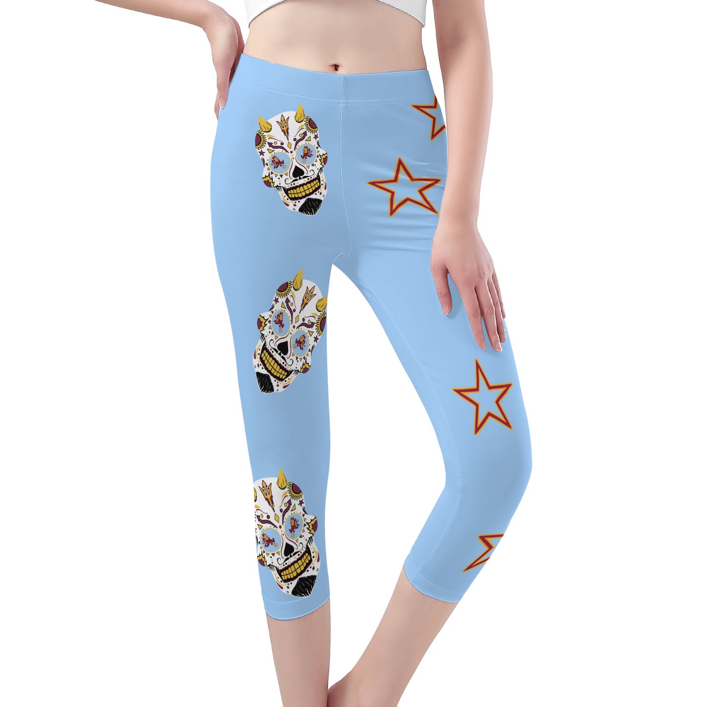 Sun Devil Dia De Los Muertos Edition Womens Workout  Sky Blue Yoga Leggings