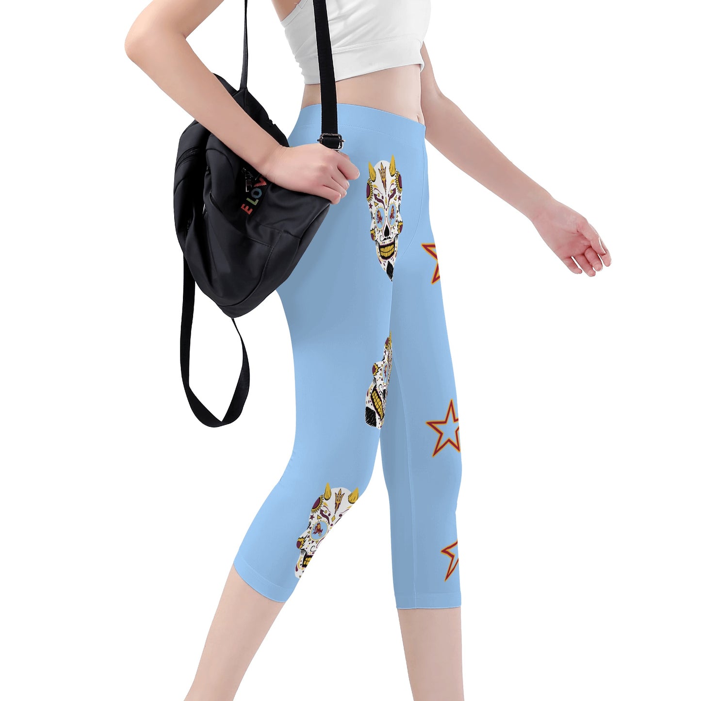 Sun Devil Dia De Los Muertos Edition Womens Workout  Sky Blue Yoga Leggings