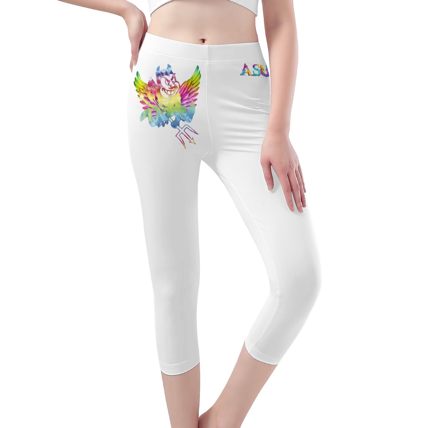 Sun Devil S.O.S Tie-Die Edition Womens Workout  White Yoga Leggings