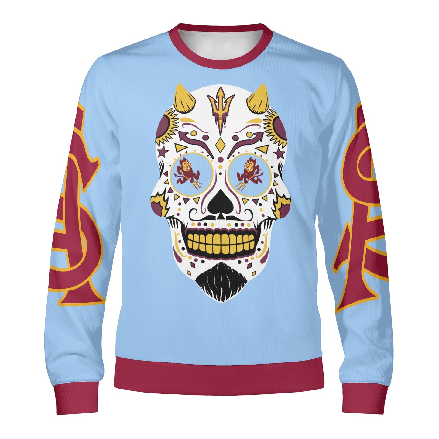 Sun Devil Dia De Los Muertos Edition Sky Blue Unisex Crewneck Sweatshirt