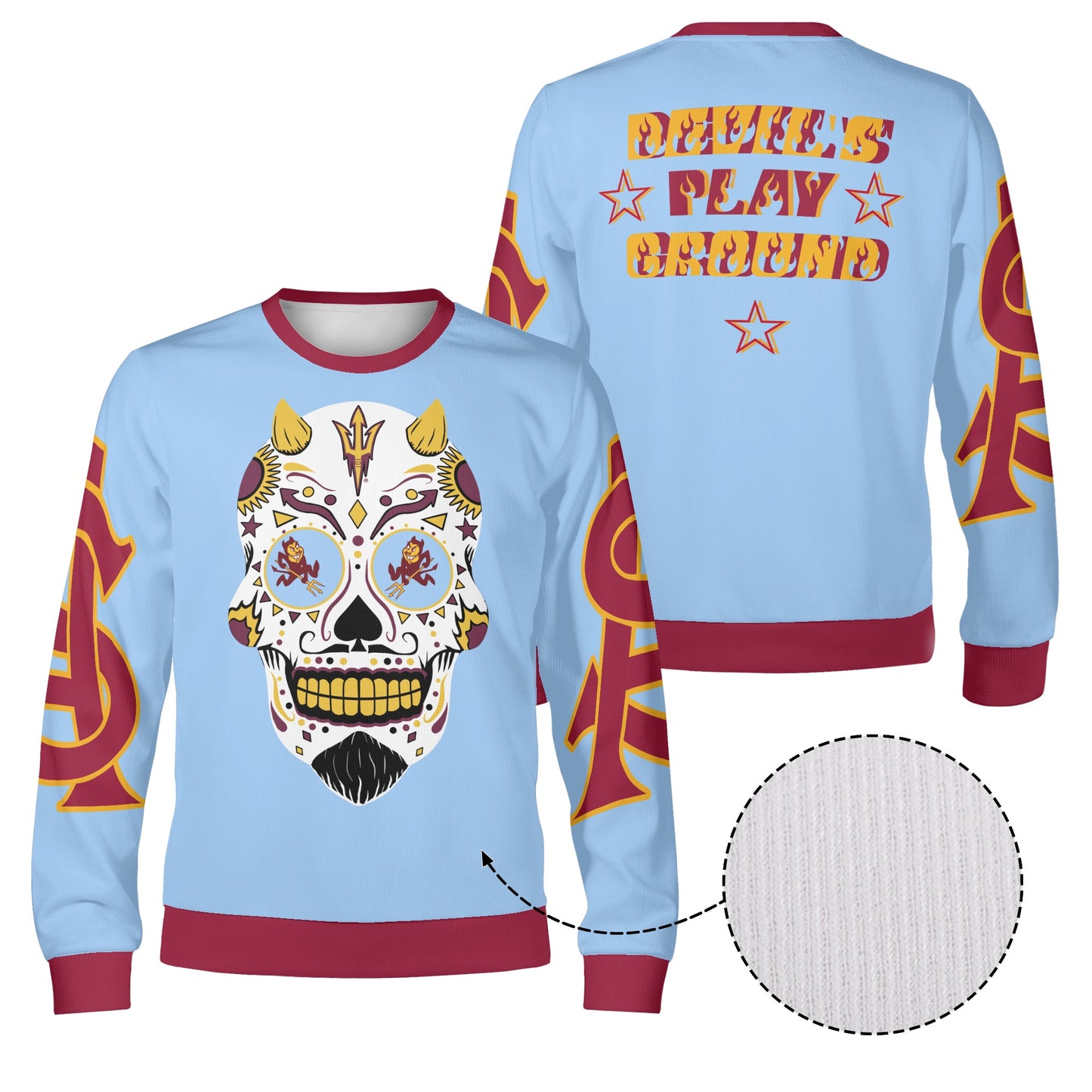 Sun Devil Dia De Los Muertos Edition Sky Blue Unisex Crewneck Sweatshirt