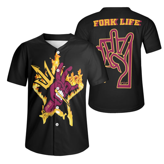 Sun Devil Fork's Up  Edition Mens Black Short Sleeve Baseball Jersey