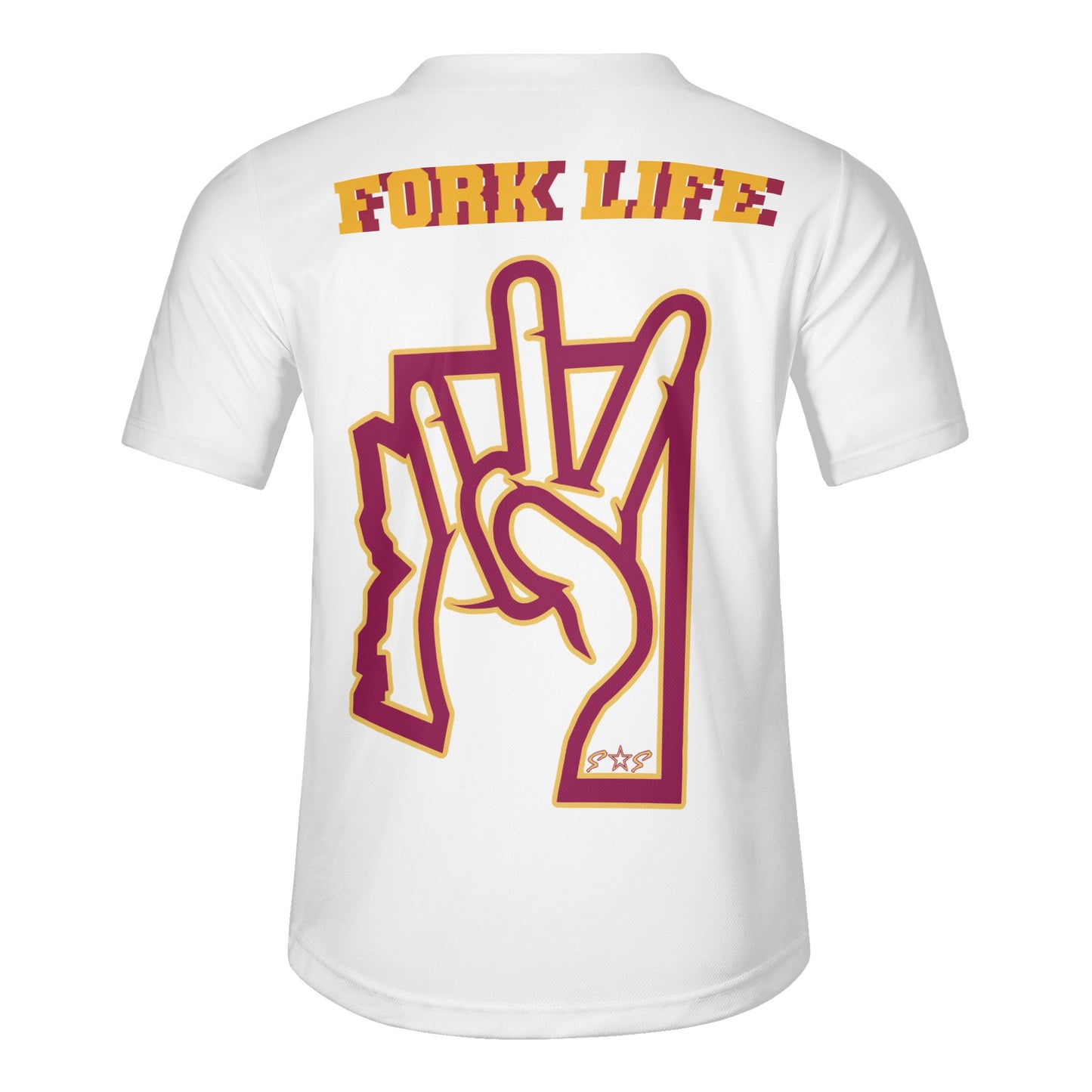 Sun Devil Forks Up  Edition Mens White Short Sleeve Baseball Jersey