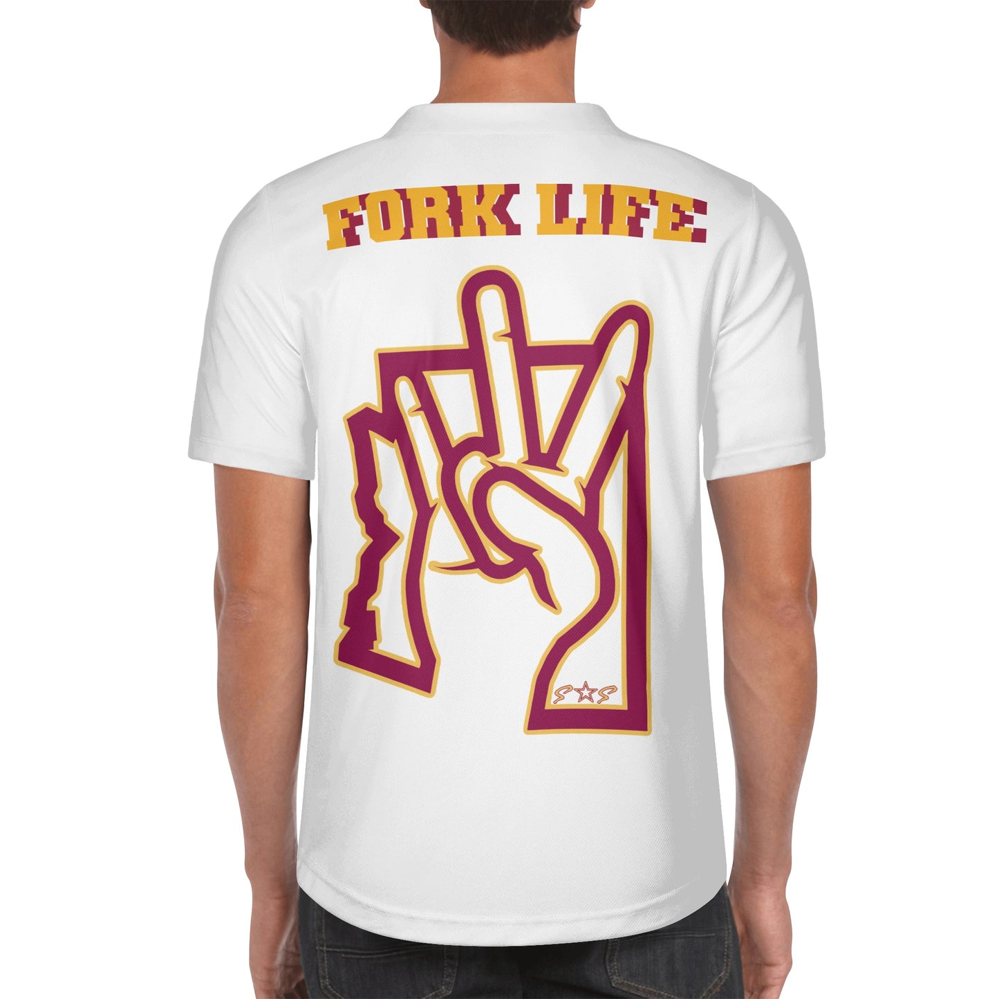 Sun Devil Forks Up  Edition Mens White Short Sleeve Baseball Jersey