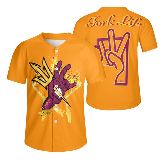 Sun Devil Forks Up  Edition Mens Orange Short Sleeve Baseball Jersey