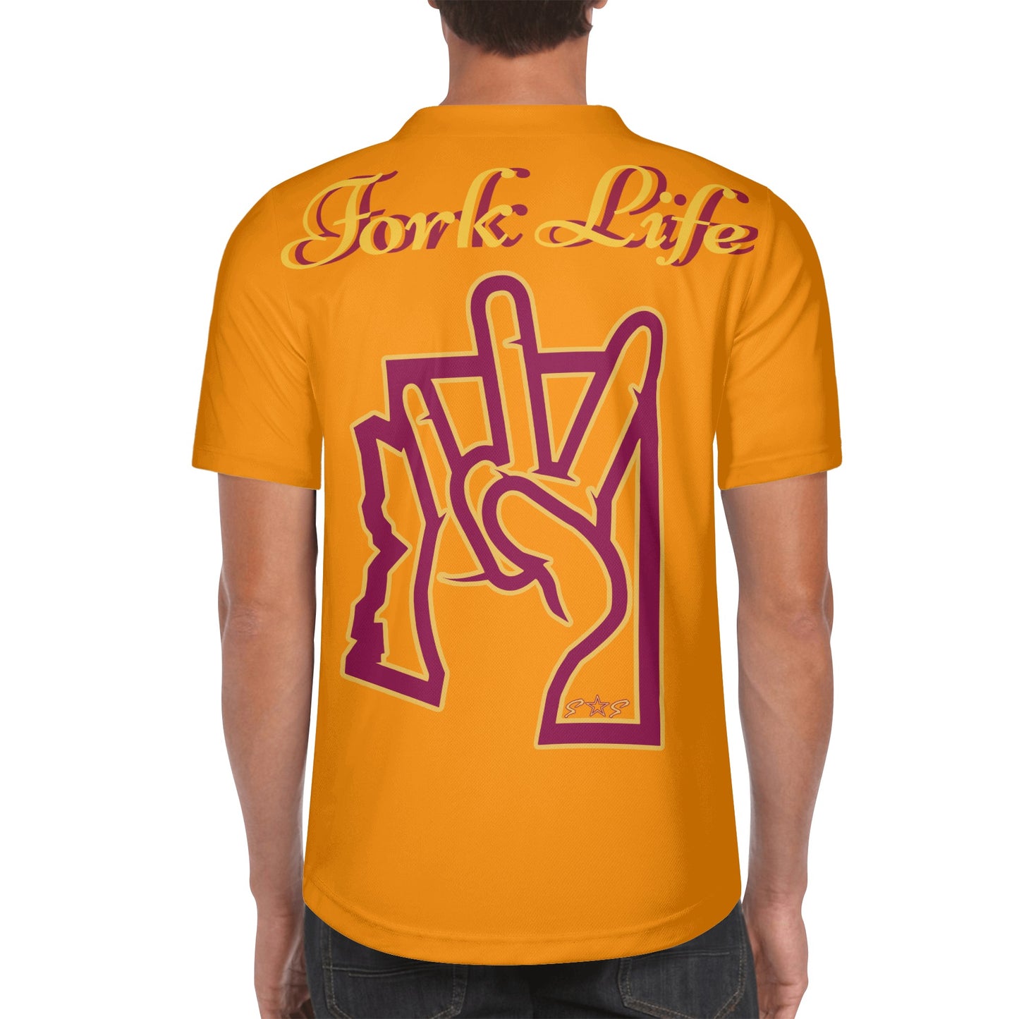 Sun Devil Forks Up  Edition Mens Orange Short Sleeve Baseball Jersey