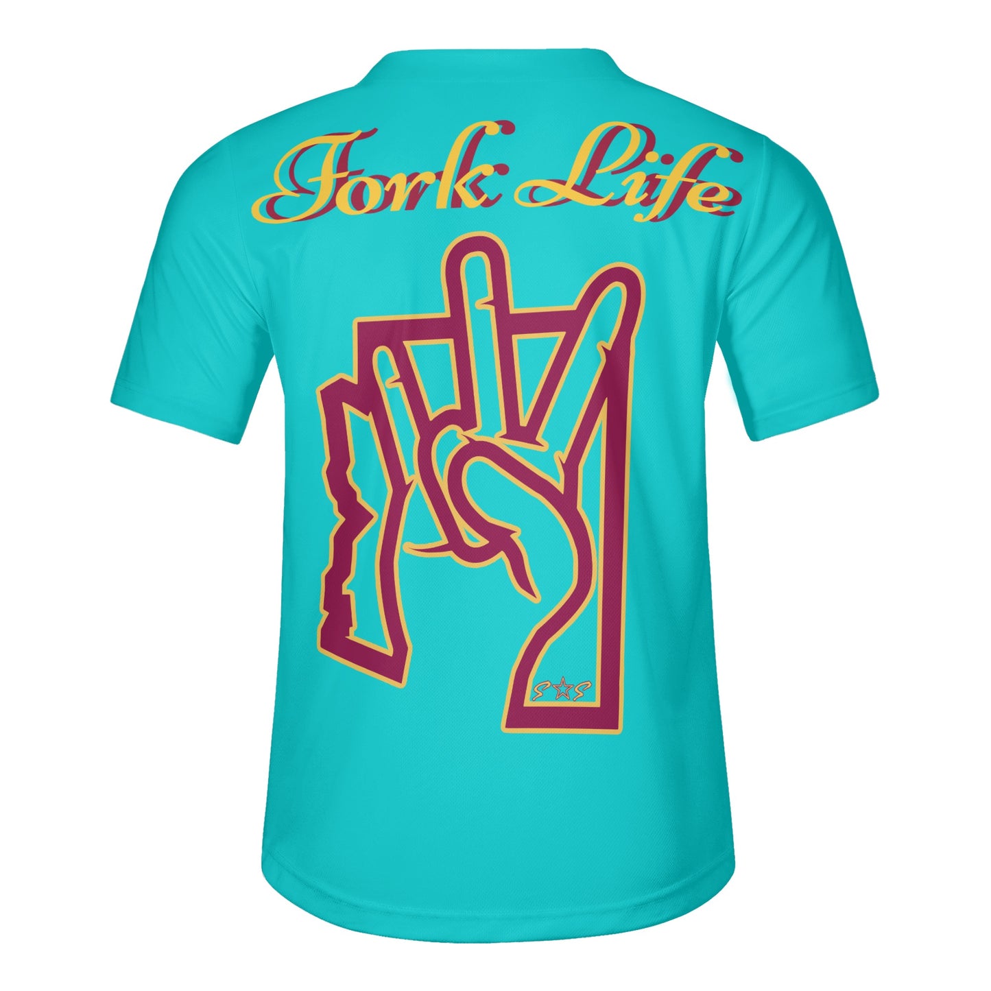 Sun Devil Forks Up  Edition Mens Turquoise Short Sleeve Baseball Jersey