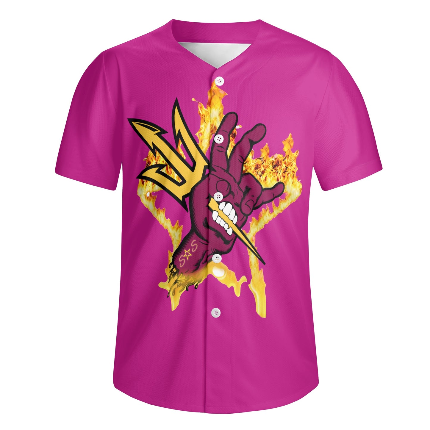 Sun Devil Forks Up  Edition Mens Purple Short Sleeve Baseball Jersey