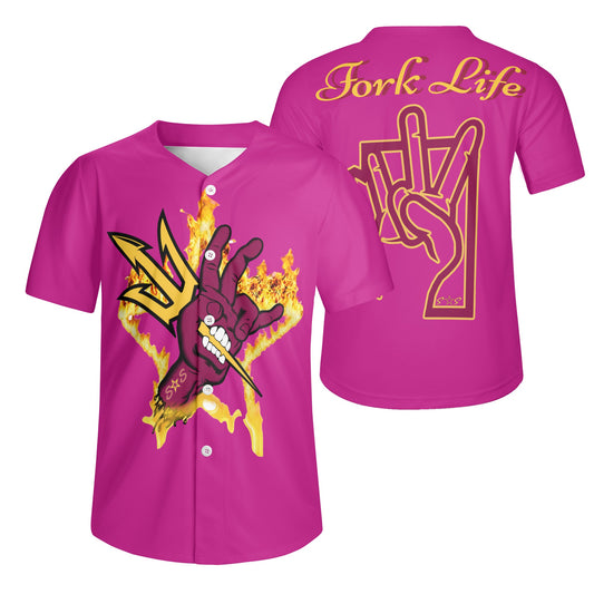 Sun Devil Forks Up  Edition Mens Purple Short Sleeve Baseball Jersey