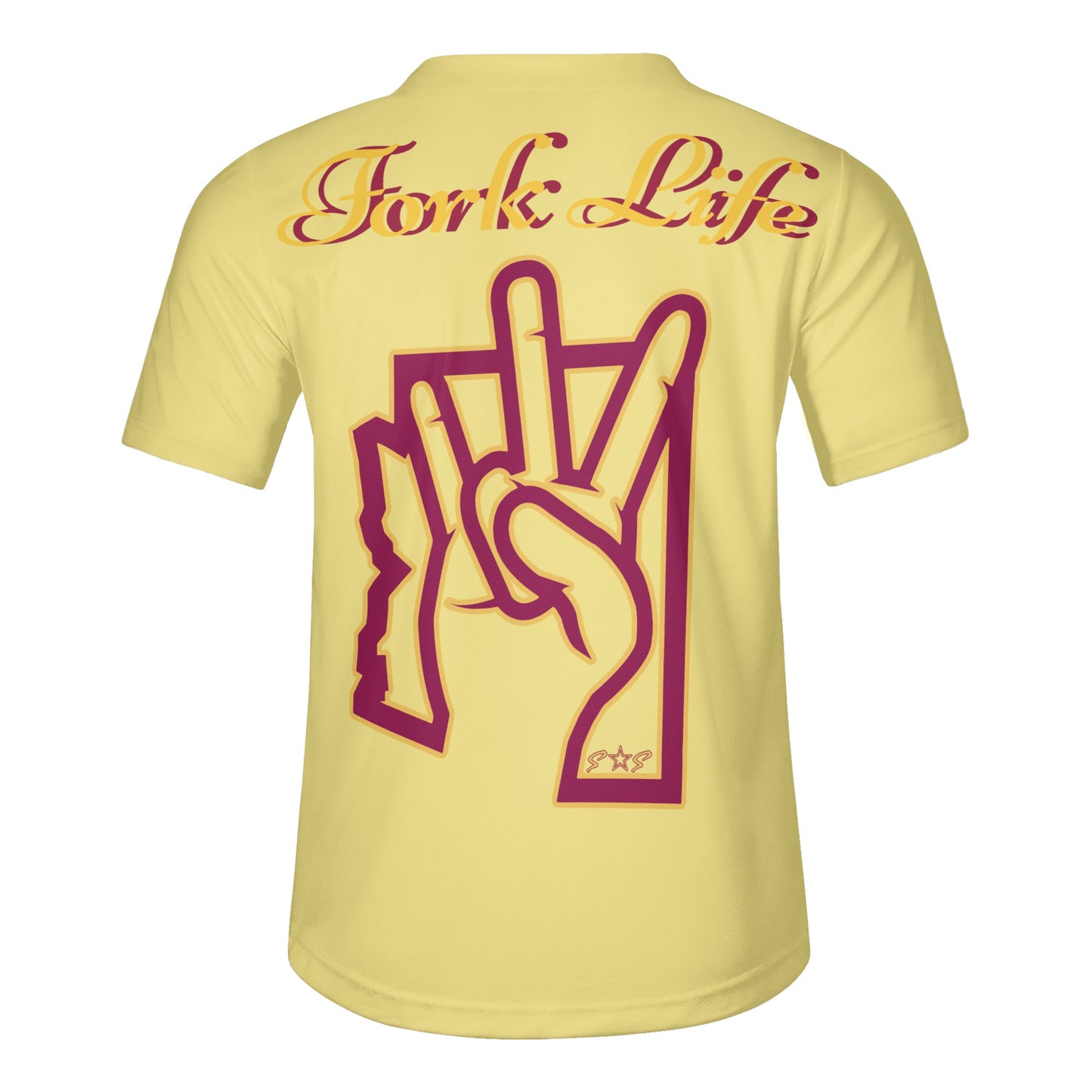 Sun Devil Forks Up  Edition Mens Tan Short Sleeve Baseball Jersey