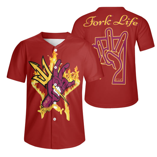 Sun Devil Forks Up  Edition Mens Maroon Short Sleeve Baseball Jersey